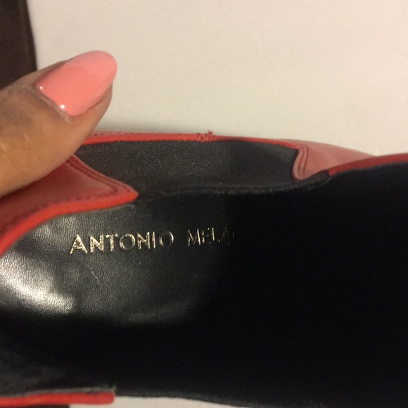 ANTONIO MELANI RED LARA LEATHER BOOTIE HEEL - Picture 5 of 6